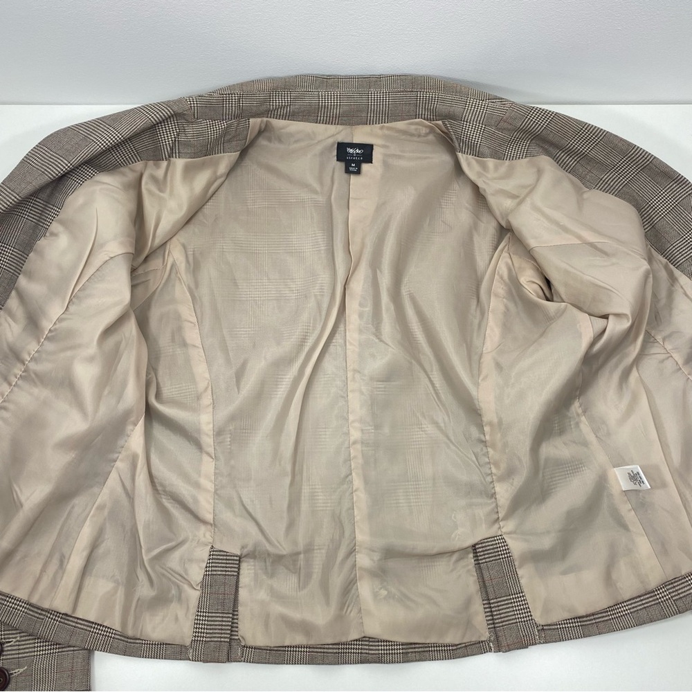 Mossimo Classic Chocolate Brown and Cream Glen Check Plaid Blazer Suit Jacket M - Picture 9 of 16